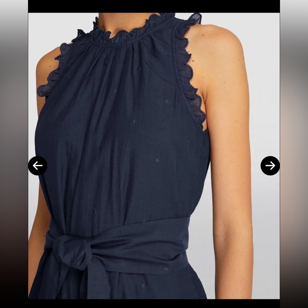 Women’s Navy Maxi Dress with Tie Waist - Picture 3 of 8